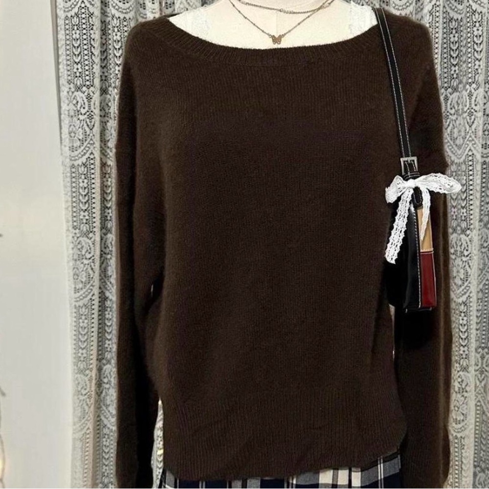 Aritzia Brown Scoop Neck Sweater